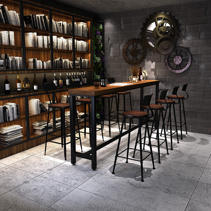 Industrial 1/2/5/9 Pieces Bar Table Set Rectangle Pine Wood Counter Table with High Stools