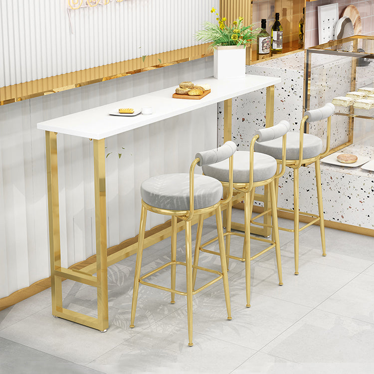 Glam 1/4 Pieces Bar Table Set Rectangle Stone Counter Table with High Stools