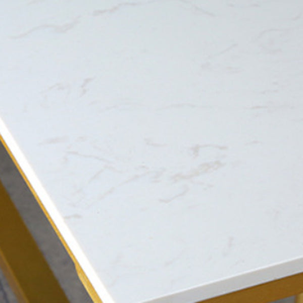 Glam 1/4 Pieces Bar Table Set Rectangle Stone Counter Table with High Stools