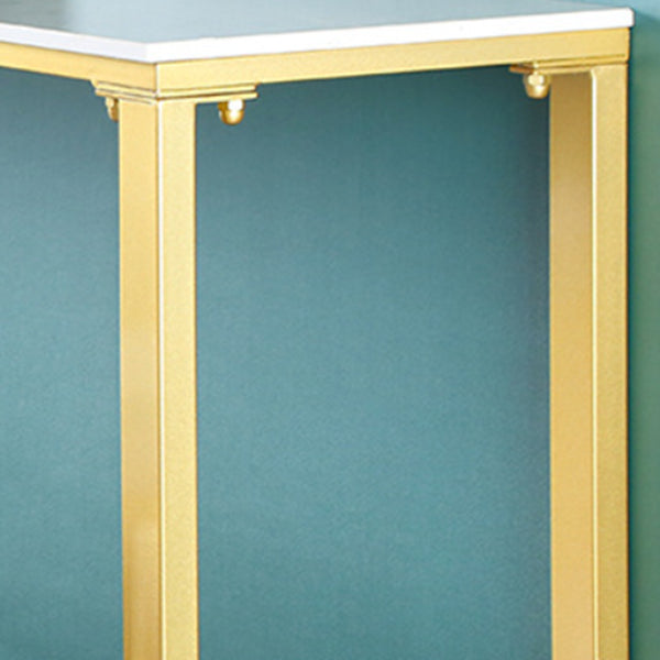 Glam 1/4 Pieces Bar Table Set Rectangle Stone Counter Table with High Stools