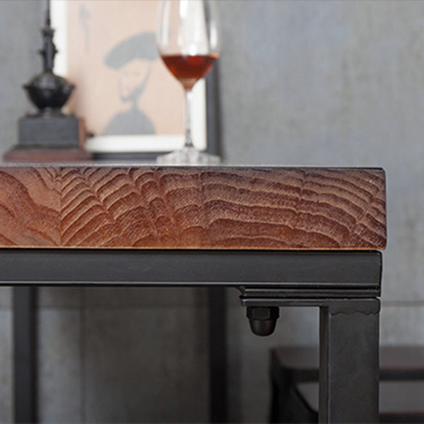 Industrial Rectangle Solid Wood Bar Table Set 1/5 Pieces Counter Table with High Stools