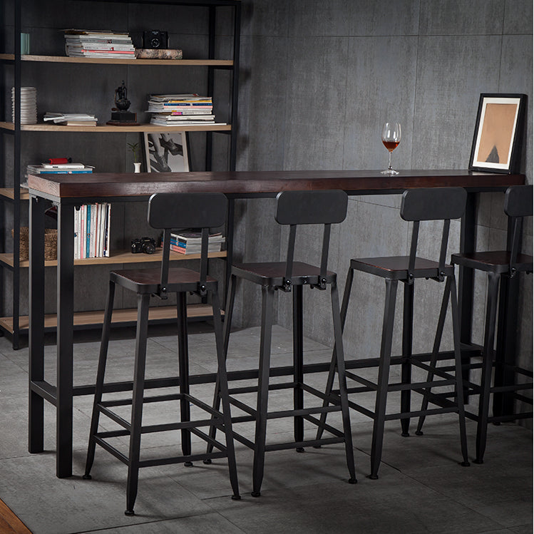 Industrial Rectangle Solid Wood Bar Table Set 1/5 Pieces Counter Table with High Stools