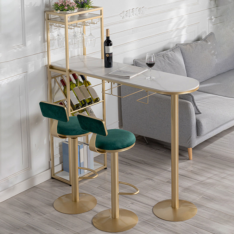 Glam Bar Stool and Table Set 1/2/3 Pcs Sintered Stone Bar Table with Adjustable Bar Stool