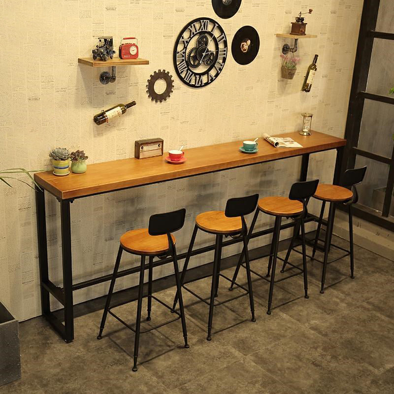 Industrial 1/5/7/9 Pieces Bar Table Set Rectangle Pine Wood Counter Table with High Stools