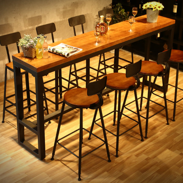 Industrial 1/5/7/9 Pieces Bar Table Set Rectangle Pine Wood Counter Table with High Stools
