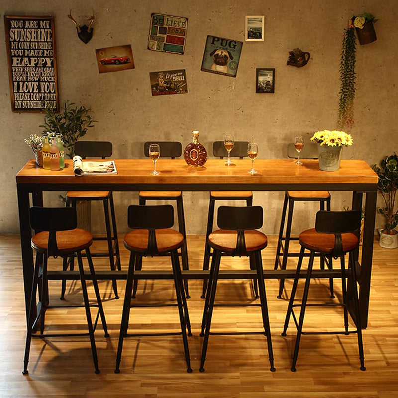 Industrial 1/5/7/9 Pieces Bar Table Set Rectangle Pine Wood Counter Table with High Stools