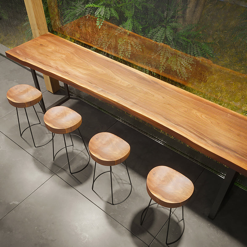 Industrial Rectangle Solid Wood Bar Table Set 1/5/7 Pieces Counter Table with Stools