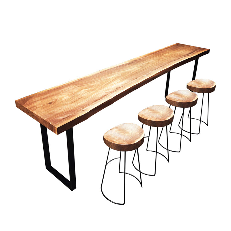 Industrial Rectangle Solid Wood Bar Table Set 1/5/7 Pieces Counter Table with Stools