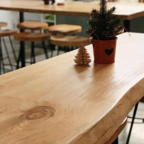 Industrial Rectangle Solid Wood Bar Table Set 1/5/7 Pieces Counter Table with Stools