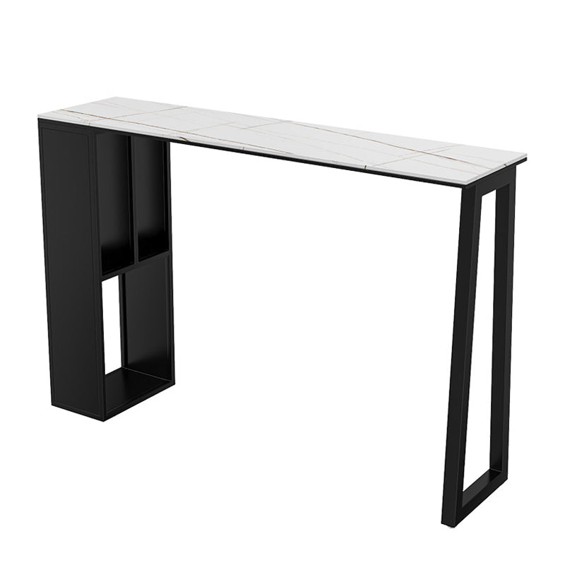 Contemporary Bar Table Set 1/2/3 Pcs Stone Bar Table and Stools with Metal Base