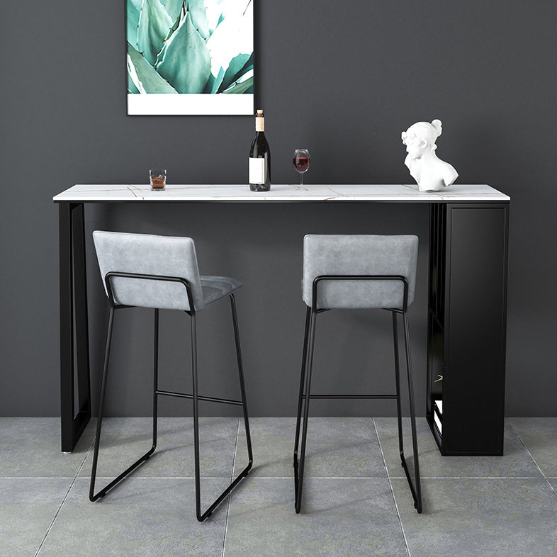 Contemporary Bar Table Set 1/2/3 Pcs Stone Bar Table and Stools with Metal Base