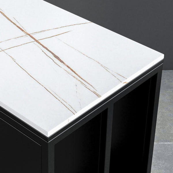 Contemporary Bar Table Set 1/2/3 Pcs Stone Bar Table and Stools with Metal Base