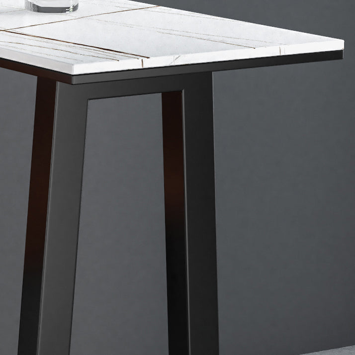 Contemporary Bar Table Set 1/2/3 Pcs Stone Bar Table and Stools with Metal Base