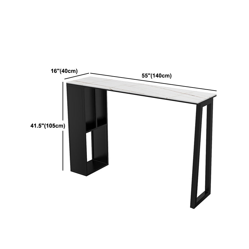 Contemporary Bar Table Set 1/2/3 Pcs Stone Bar Table and Stools with Metal Base