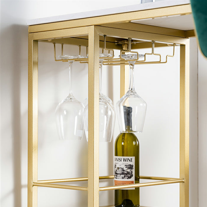 Modern 1/3 Pieces Bar Table Set Stone Counter Table with High Stools for Living Room