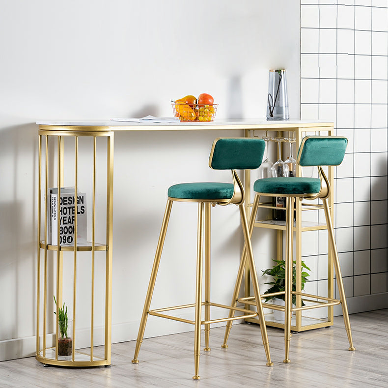 Modern 1/3 Pieces Bar Table Set Stone Counter Table with High Stools for Living Room