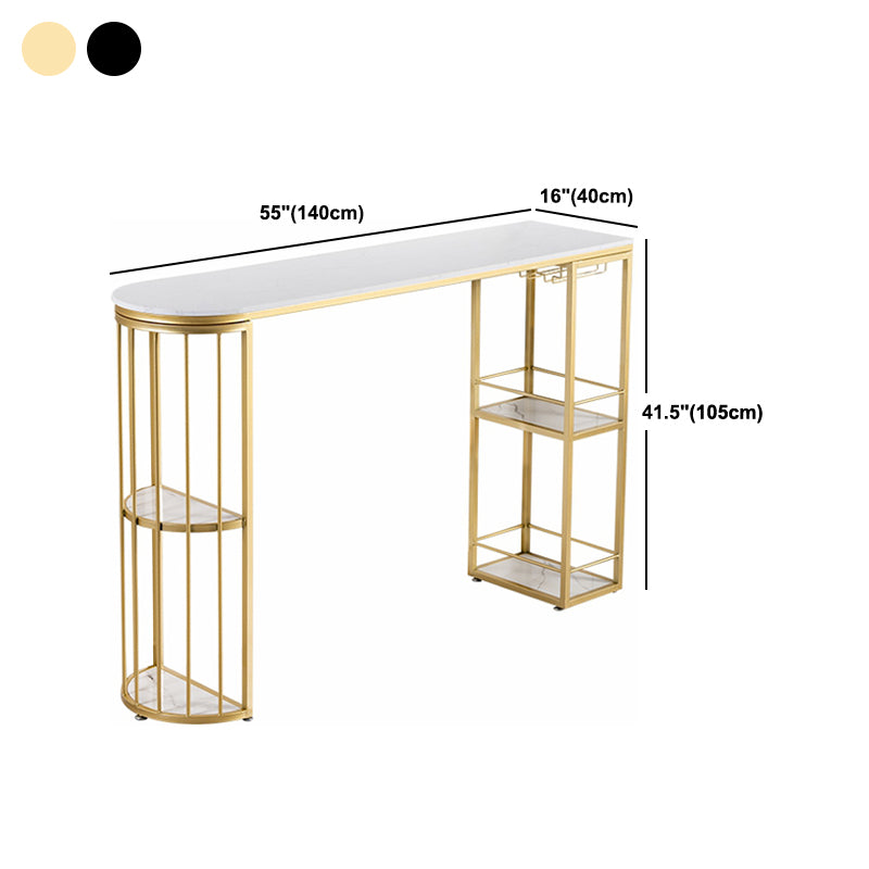 Modern 1/3 Pieces Bar Table Set Stone Counter Table with High Stools for Living Room