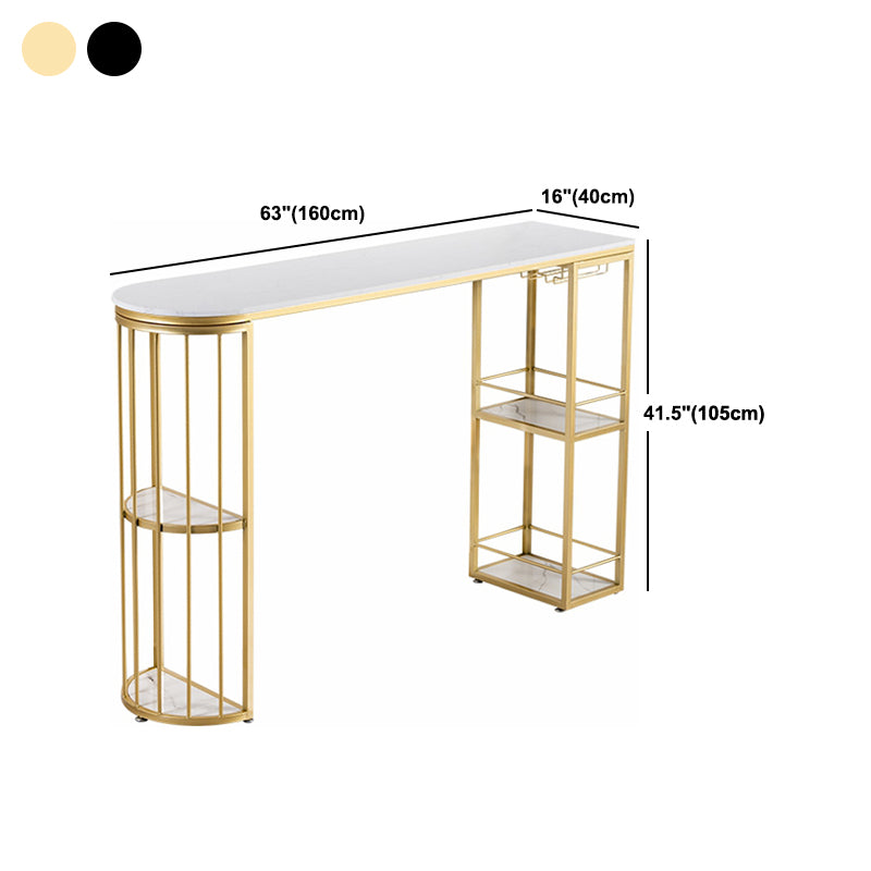 Modern 1/3 Pieces Bar Table Set Stone Counter Table with High Stools for Living Room