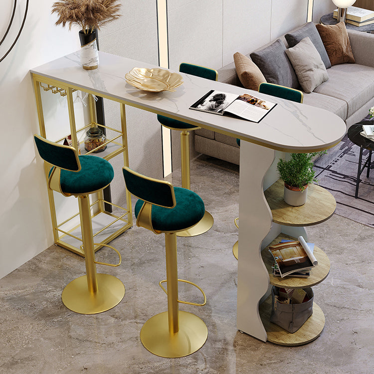 Modern 1/5 Pieces Bar Table Set Stone Counter Table with High Stools for Living Room