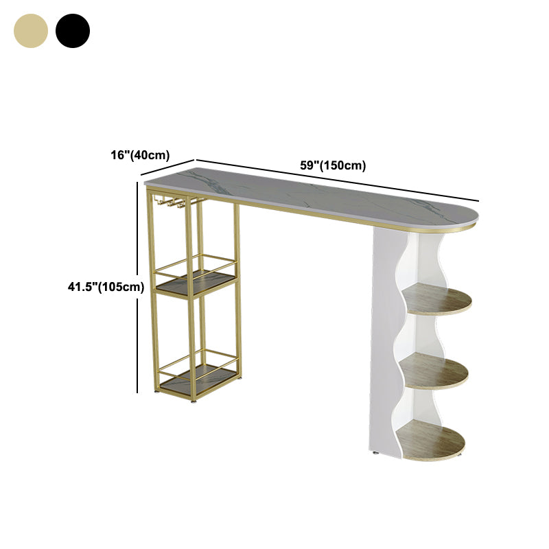 Modern 1/5 Pieces Bar Table Set Stone Counter Table with High Stools for Living Room