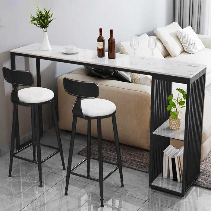 Luxurious Rectangle Marble Bar Table Set 1/3 Pieces Counter Table with High Stools