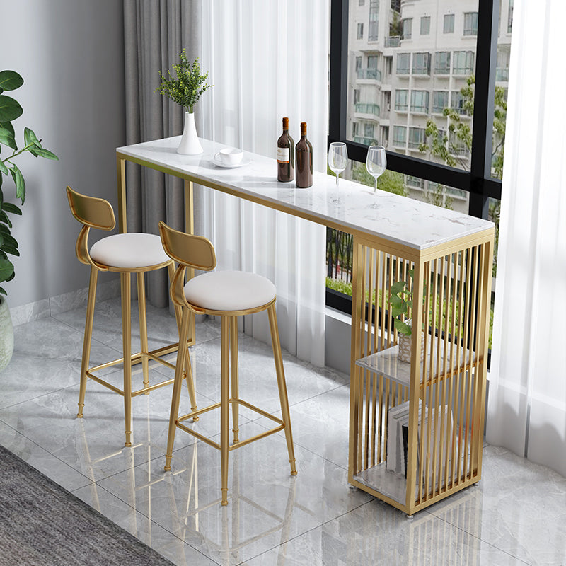 Luxurious Rectangle Marble Bar Table Set 1/3 Pieces Counter Table with High Stools