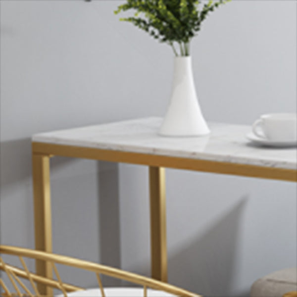 Luxurious Rectangle Marble Bar Table Set 1/3 Pieces Counter Table with High Stools