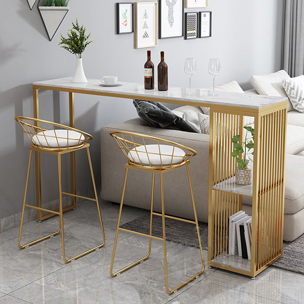 Luxurious Rectangle Marble Bar Table Set 1/3 Pieces Counter Table with High Stools