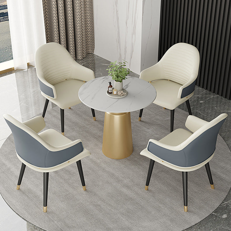 Glam Sintered Stone Dining Table Set Round 1/5 Pieces Dining Set for Home Use