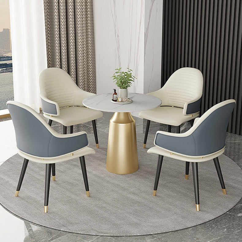 Glam Sintered Stone Dining Table Set Round 1/5 Pieces Dining Set for Home Use
