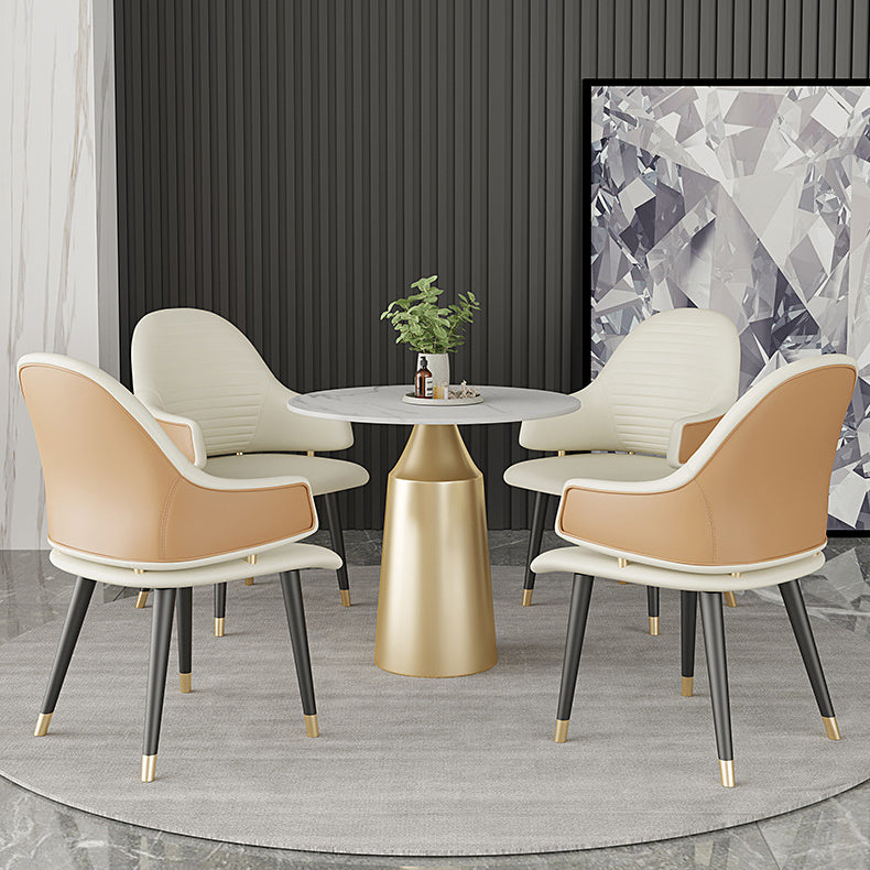 Glam Sintered Stone Dining Table Set Round 1/5 Pieces Dining Set for Home Use