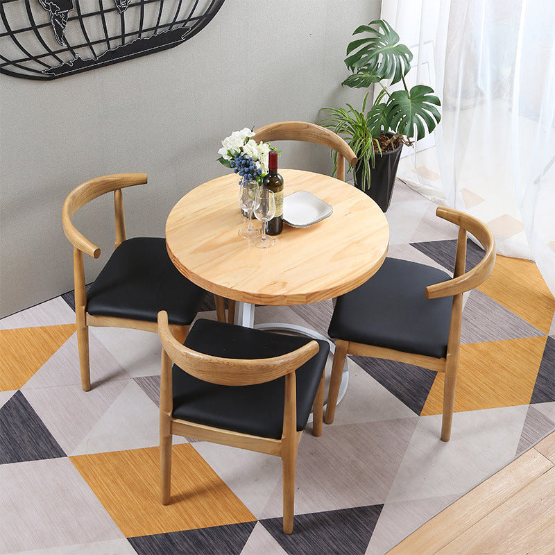 Modern Style Round Solid Wood Dining Set 1/2/3/4/5 Pieces Dining Set for Dining Areas