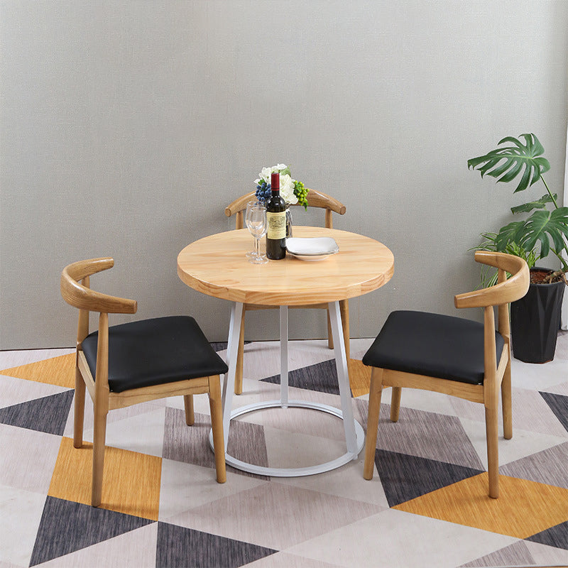 Modern Style Round Solid Wood Dining Set 1/2/3/4/5 Pieces Dining Set for Dining Areas