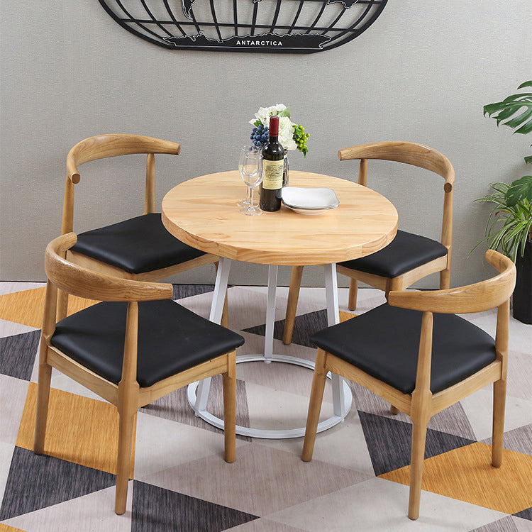 Modern Style Round Solid Wood Dining Set 1/2/3/4/5 Pieces Dining Set for Dining Areas