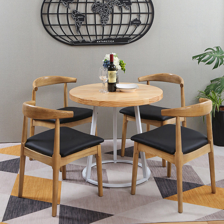 Modern Style Round Solid Wood Dining Set 1/2/3/4/5 Pieces Dining Set for Dining Areas