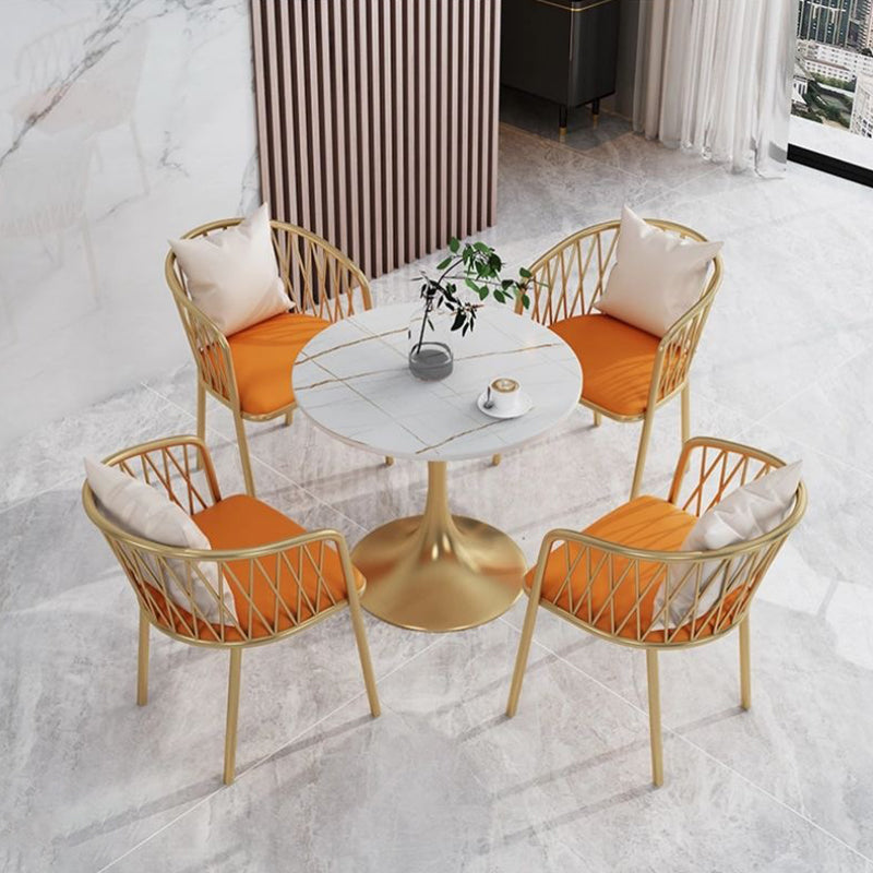 Glam Sintered Stone Dining Table Set Round 1/3/4/5 Pieces Dining Set for Home Use