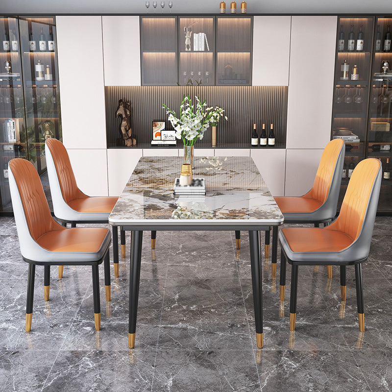 Modern Rectangle Dining Set 1/4/5/7 Pieces Stone Top Legs Indoor Dinette Set