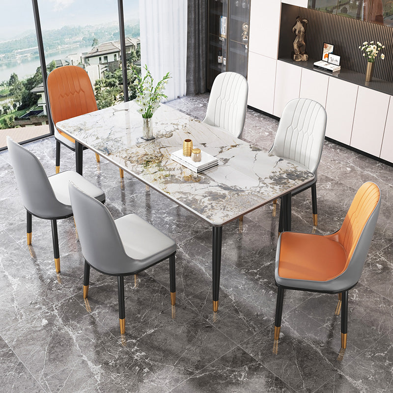 Modern Rectangle Dining Set 1/4/5/7 Pieces Stone Top Legs Indoor Dinette Set