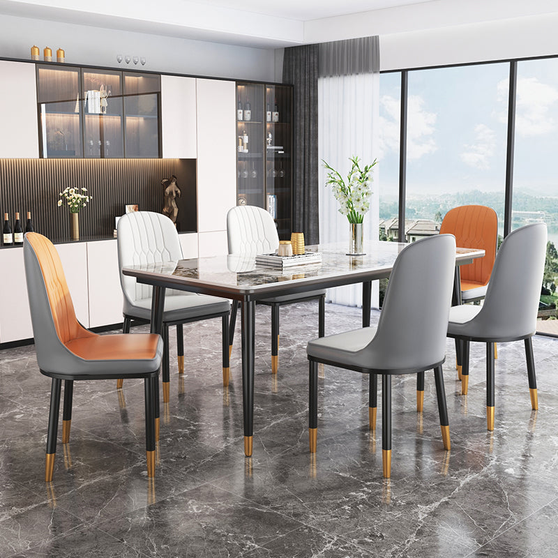 Modern Rectangle Dining Set 1/4/5/7 Pieces Stone Top Legs Indoor Dinette Set