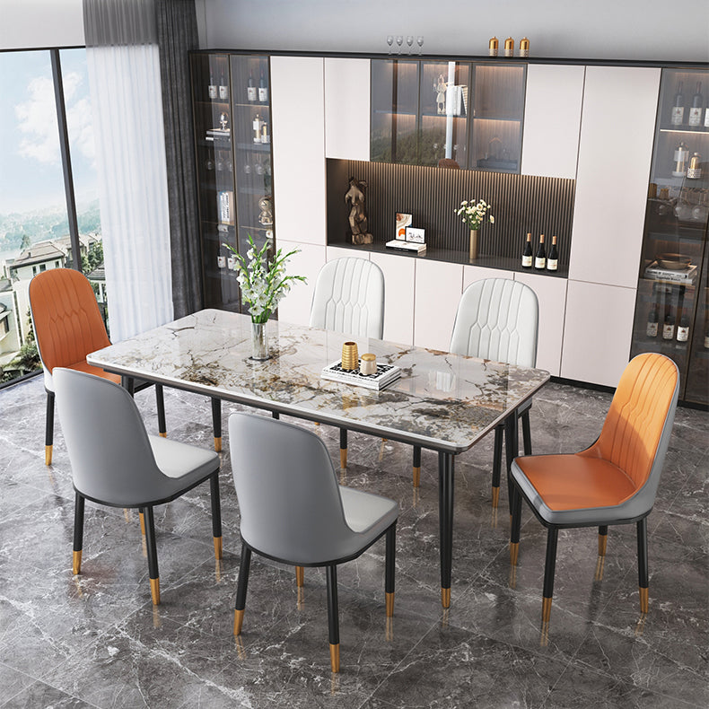 Modern Rectangle Dining Set 1/4/5/7 Pieces Stone Top Legs Indoor Dinette Set