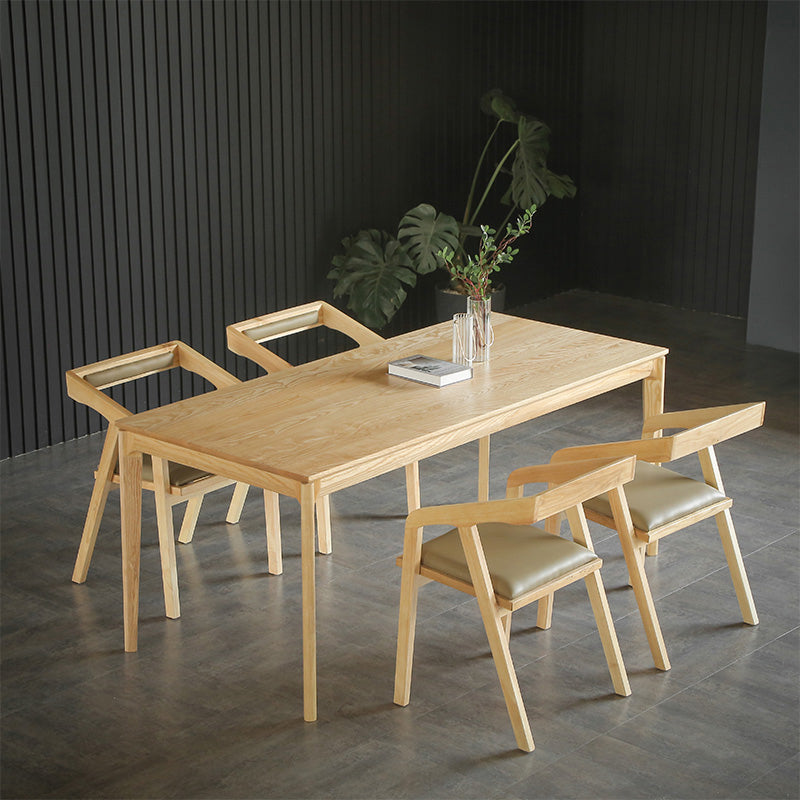 Modern 1/2/3/4/5 Pieces Dining Set Rectangle Solid Wood Legs Dinette Set in Natural