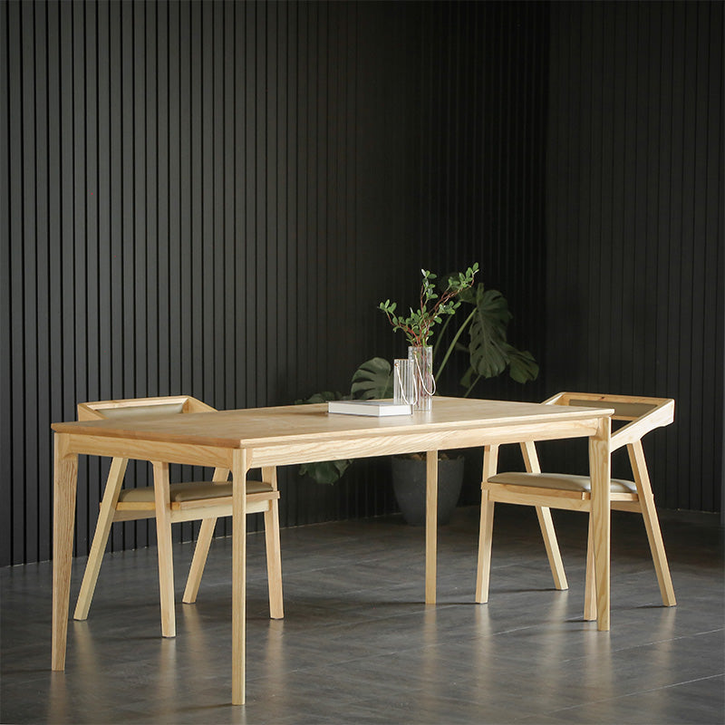 Modern 1/2/3/4/5 Pieces Dining Set Rectangle Solid Wood Legs Dinette Set in Natural