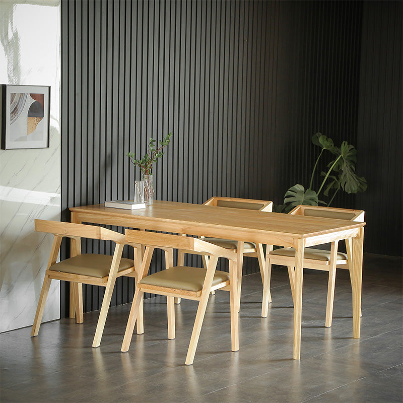 Modern 1/2/3/4/5 Pieces Dining Set Rectangle Solid Wood Legs Dinette Set in Natural