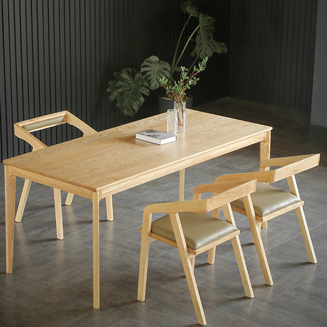 Modern 1/2/3/4/5 Pieces Dining Set Rectangle Solid Wood Legs Dinette Set in Natural