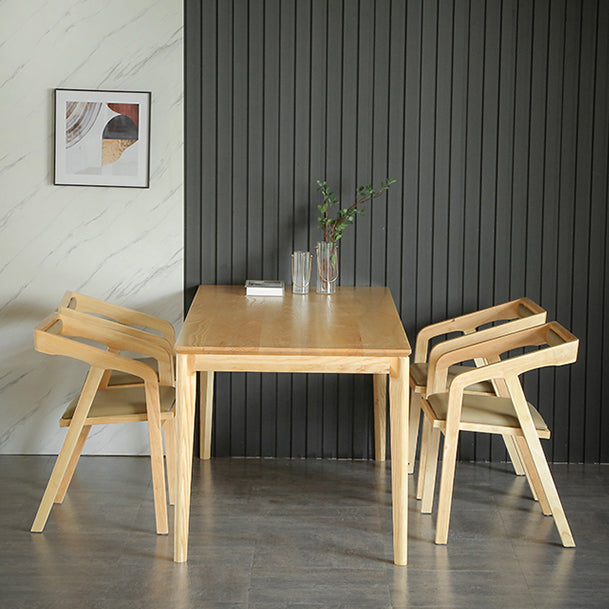 Modern 1/2/3/4/5 Pieces Dining Set Rectangle Solid Wood Legs Dinette Set in Natural