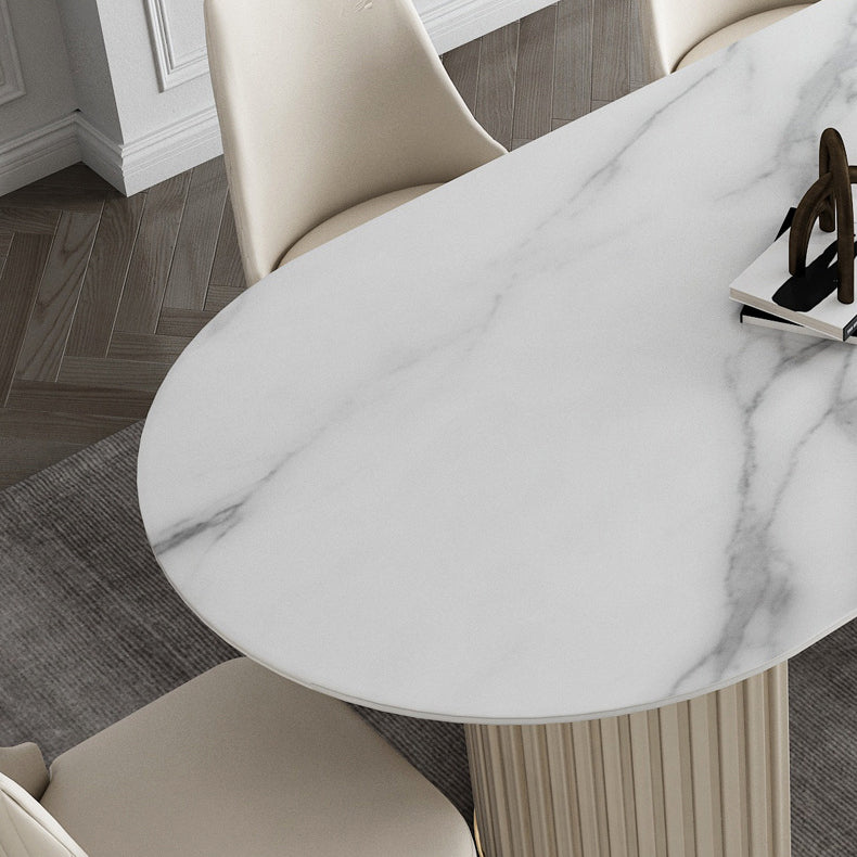 Modern Style Sintered Stone Dining Table Set Oval 1/4/5/7 Pieces Dining Set for Home Use