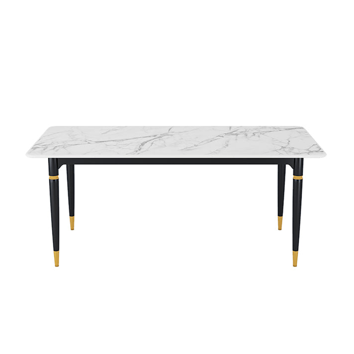 Modern 1/4/5/7 Pieces Dining Set Rectangle Stone Top Legs Dinette Set in White