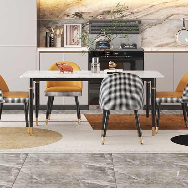 Modern 1/4/5/7 Pieces Dining Set Rectangle Stone Top Legs Dinette Set in White