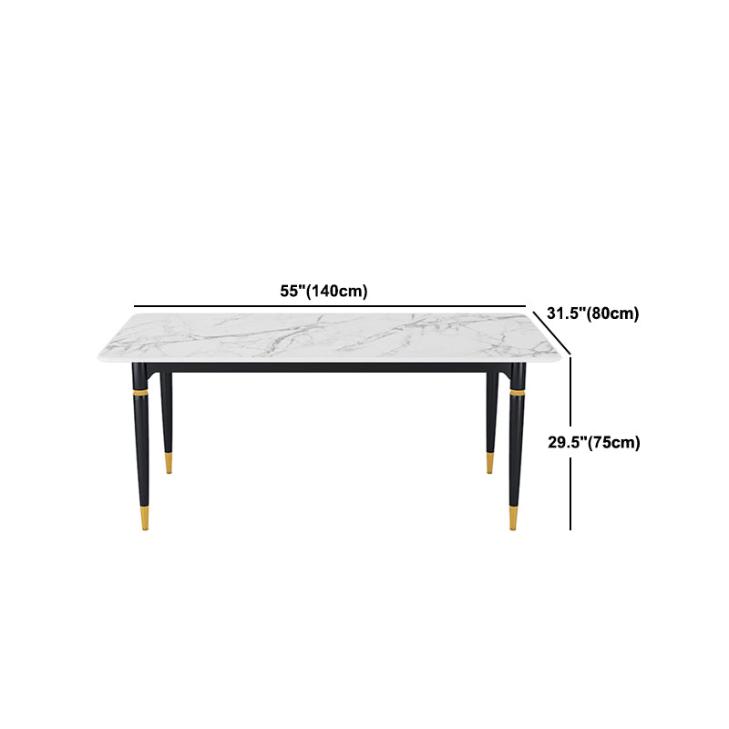 Modern 1/4/5/7 Pieces Dining Set Rectangle Stone Top Legs Dinette Set in White