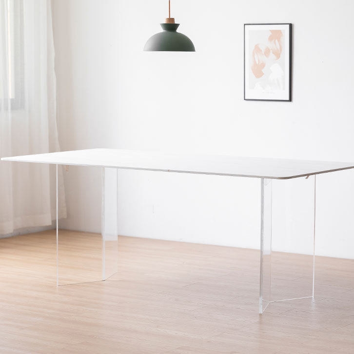 Modern 1/2/5 Pieces Dining Set  Acrylic Base Double Pedestal Dinette Set